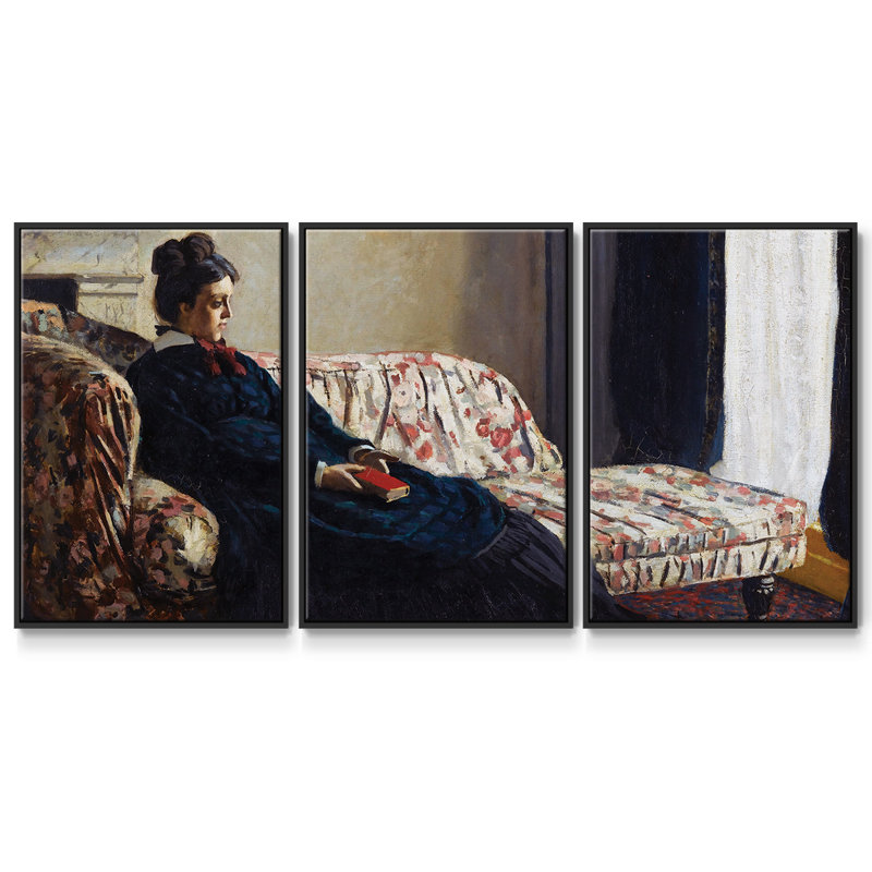 " Claude Monet " 3 - Pieces, Black, 40" H x 78" W x 2" D