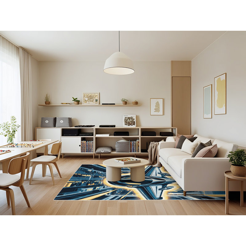 Tapis beige lavable à la machine, Rectangle 7 pi x 9 pi