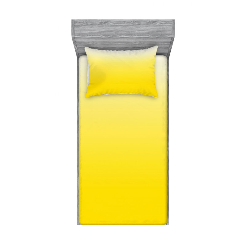 Microfiber Ombre Sheet Set, Yellow, Twin XL Sheet Set with 1 Pillowcase