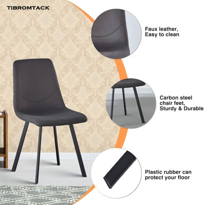 Dining Chairs Set of 2, Mid Century Modern Metal Legs for Indoor Kitchen and Dining Room, Comfortable Velvet Upholstered Chairs with Ergonomic Backrest, Dark Gray