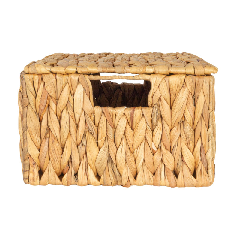 Natural Water Hyacinth Rectangular Storage Basket Set with Lids