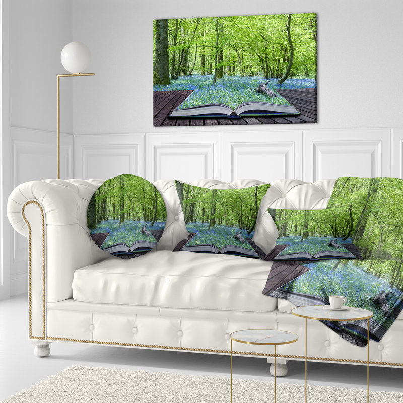 Landscape Open Book to Forest Lumbar Pillow