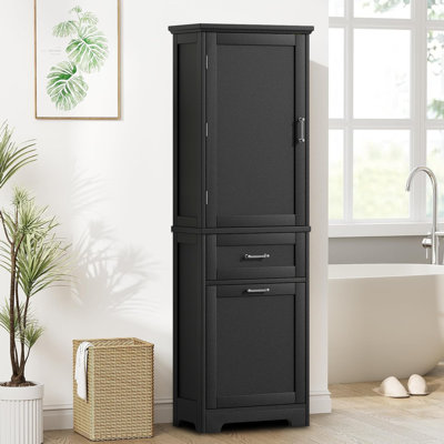 Modern Stylish Tall Bathroom Storage Cabinet Linen Cabinet with a Cabinet and Two Drawers