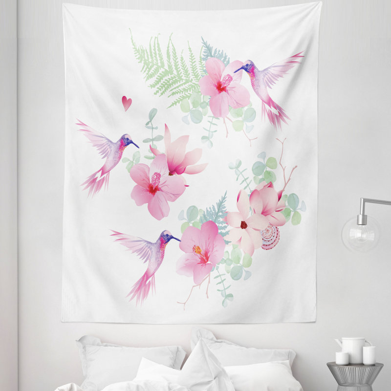 Tropical Summer Flying Avian Animal Tapestry, 223.52cm H x 172.72cm W