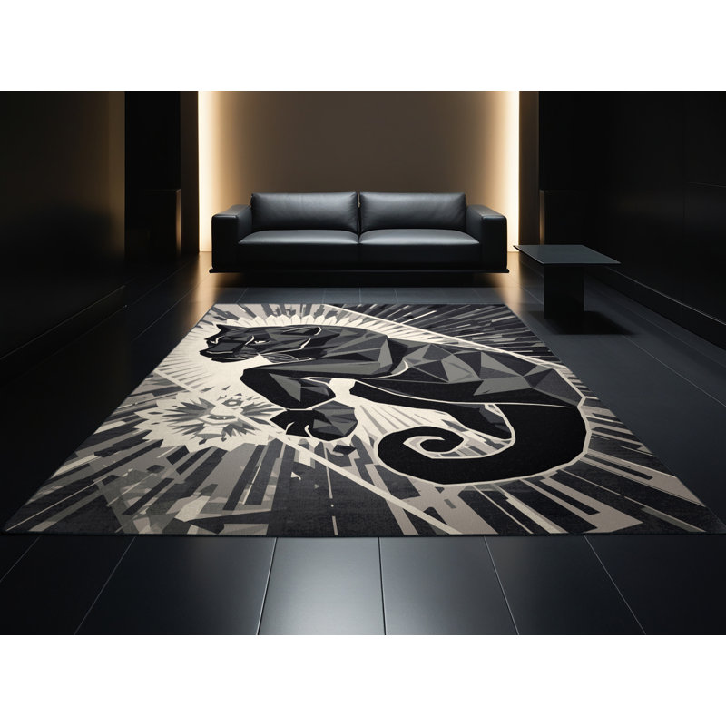 Tapis noir moelleux et moelleux Taguington Jaguar, 2 x 3