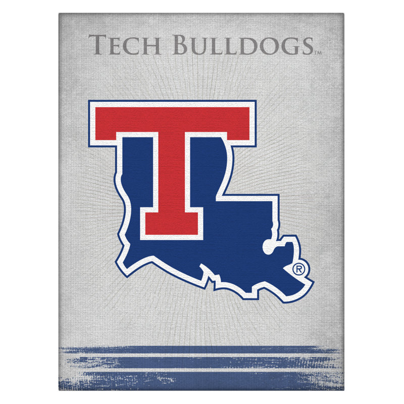 Impression sur toile tendue NCAA, H 15 po x l 20 po x P 1 po, Bulldogs de Louisiana Tech