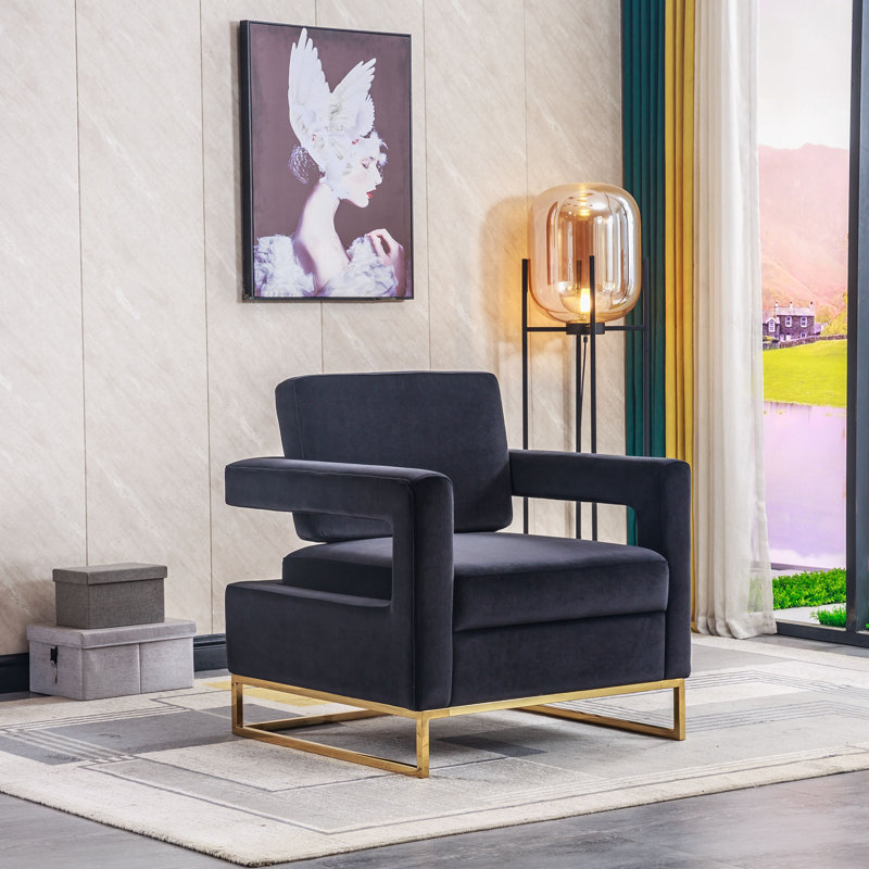 Teagann Upholstered Armchair, Black Velvet