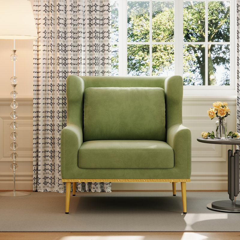 Chaise avec accoudoirs en velours Modern, Velours vert