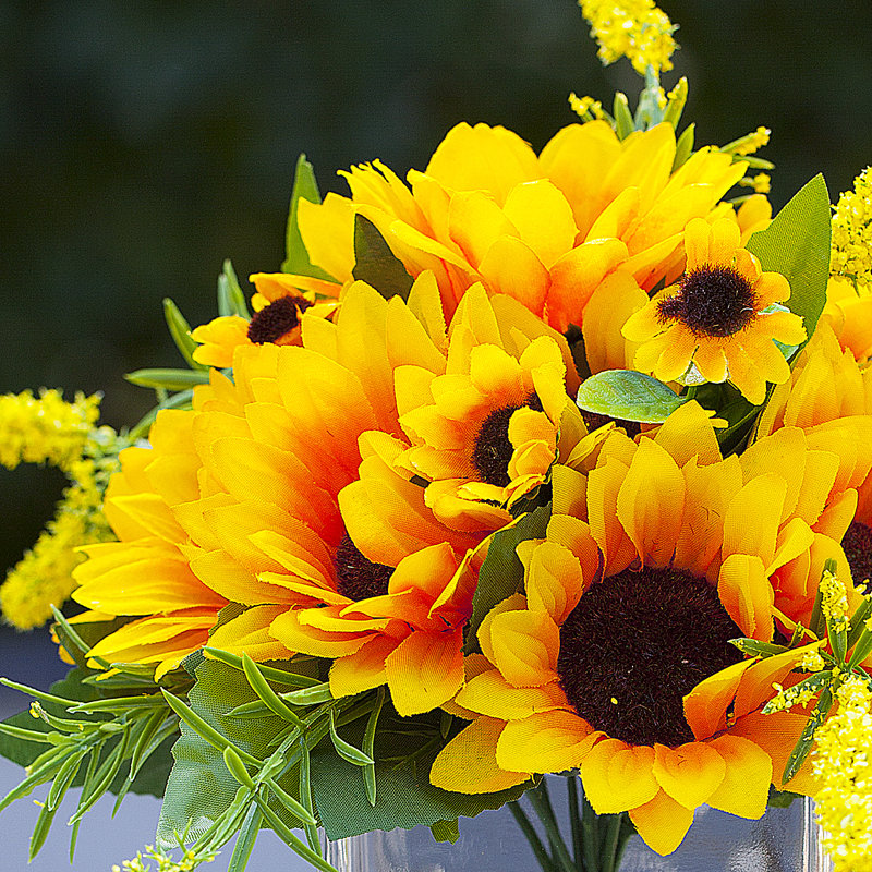 Faux Silk Sunflowers Arrangement in Vase