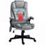  Chaise de bureau de massage vibrante à dossier unique et haut dossier 6 points avec polyester lombaire gris classique