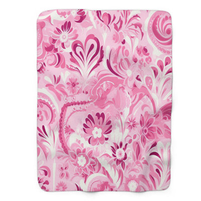 Blush Tile Blossoms - 1 Piece Premium Sherpa Blanket