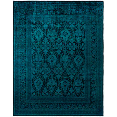 Tapis vert contemporain en laine noué à la main Colella 8 pi 0 po x 10 pi 3 po