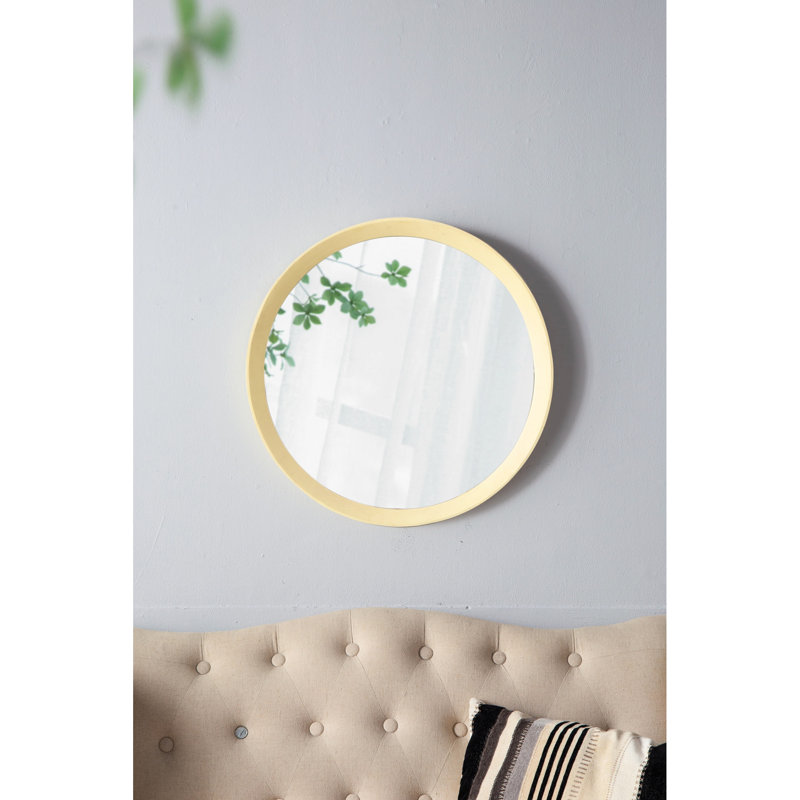 Miroir transitionnel en bois de manguier - Illuminez votre mur rond de 20 po dans votre chambre, Natural