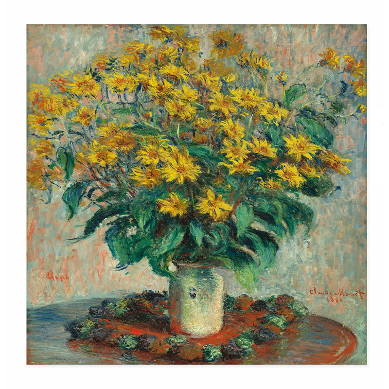 Floral Claude Monet - fleurs d'artichaut de Jérusalem, reproduction d'art classique sans cadre, H 10 po x l 10 po