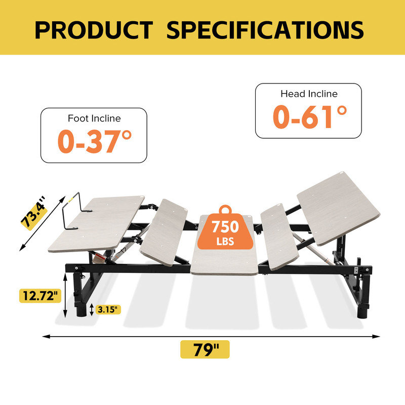 Multi Functional Adjustable Bed Frame with Tilting Headboard and Footboard ,Wireless Remote Control Zero ,Gravity Experience, Silent Motor Drive, Comfortable and Fashionable