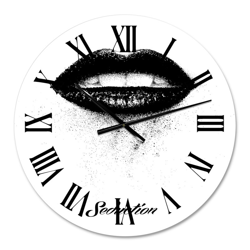 Monogramme de femme noire - horloge murale moderne, Surdimensionné