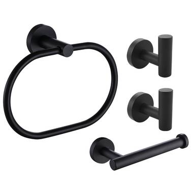 FORIOUS 5-Piece Matte Black Decorative Bathroom Hardware Set in the  Decorative Bathroom Hardware Sets department at