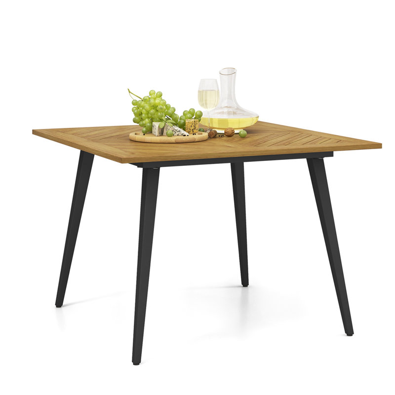 George Oliver 4-person 42.5" Outdoor Dining Table With 1.9" Umbrella Hole, Adjustable Foot Pads