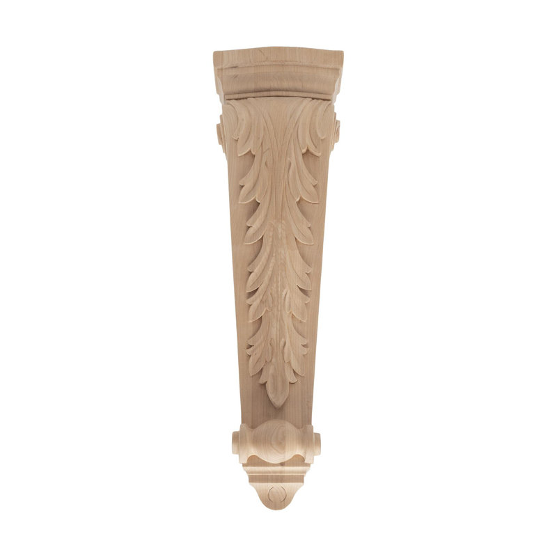 24" Unfinished Hand Carved Alder Wood Corbel