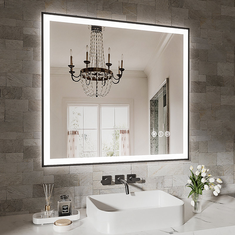 Frameless LED Bathroom Mirror,Smart Mirror, 36" x 32"