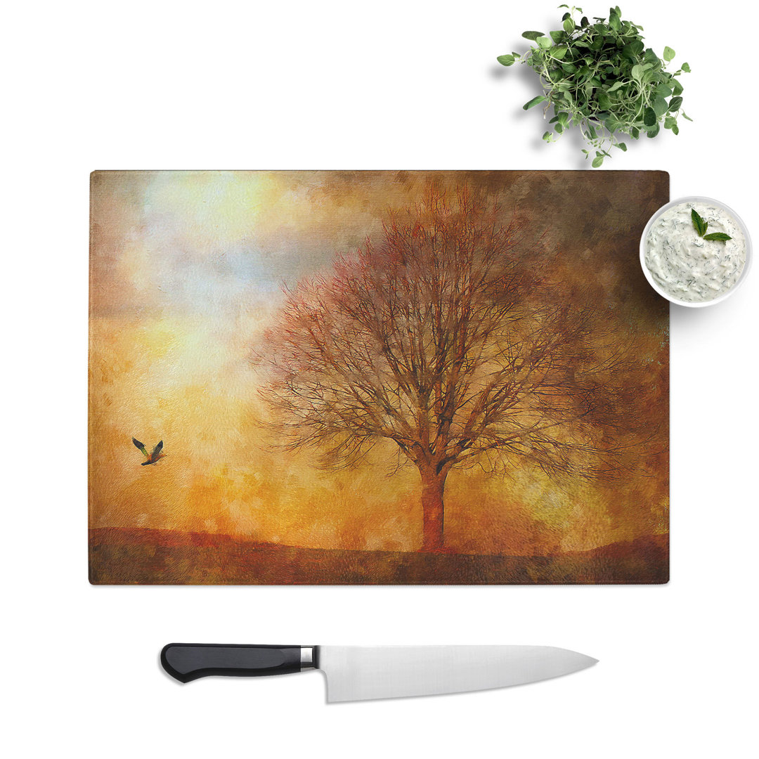 Bird and Tree at Sunset Painting Chopping Board