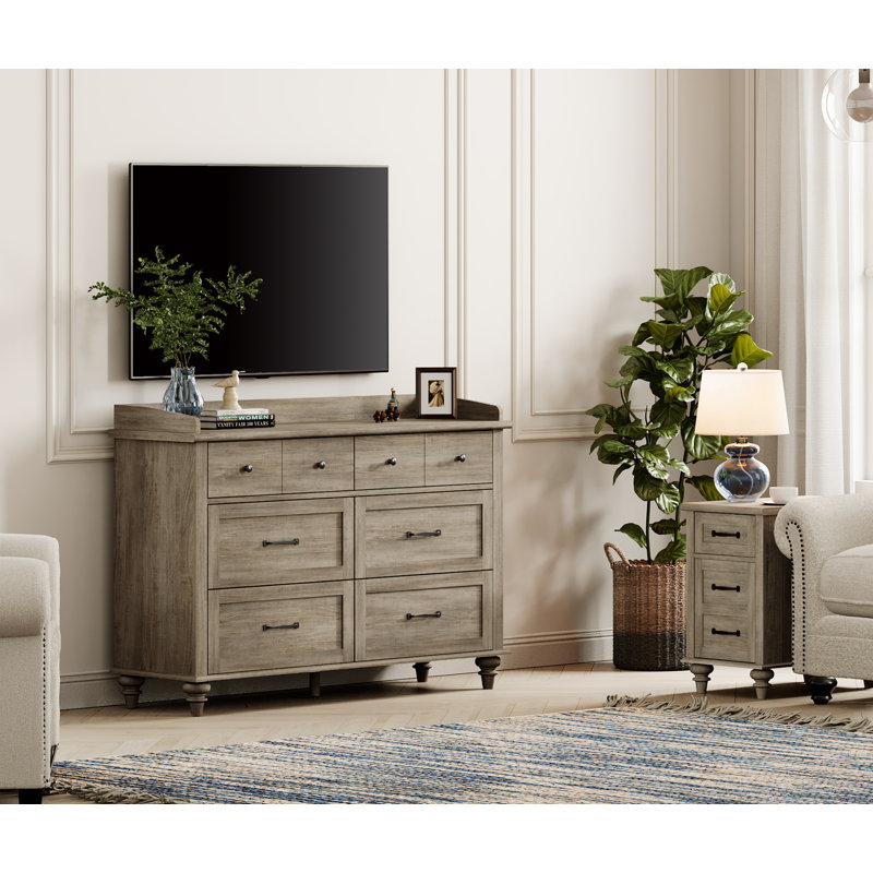 Ensemble de commode 2 pièces Ailan, une commode et une table de chevet, Gris