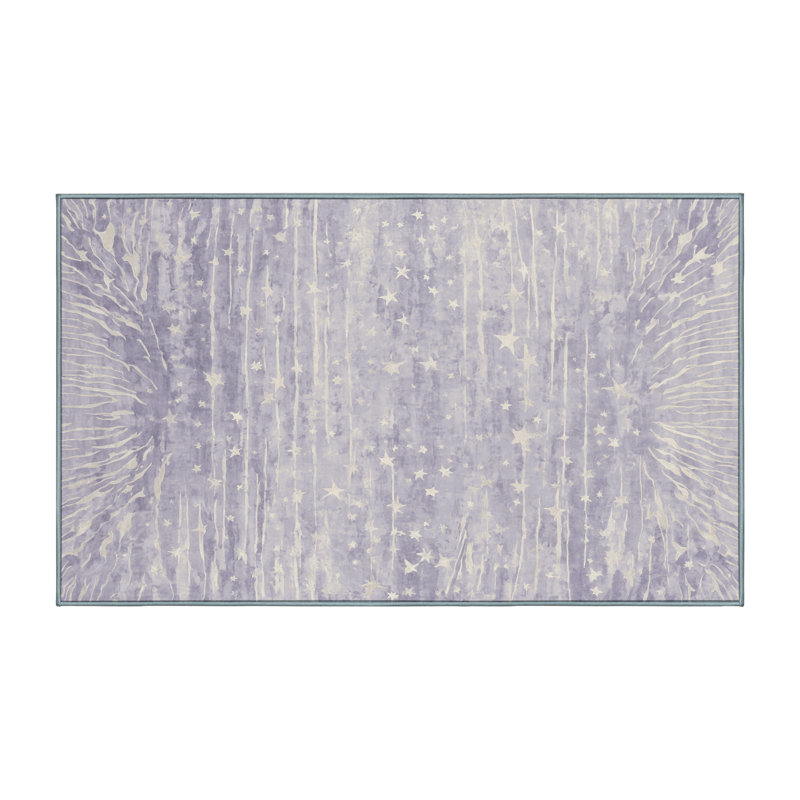 Machine Washable Blue Area Rug, Rectangle 5' x 8'