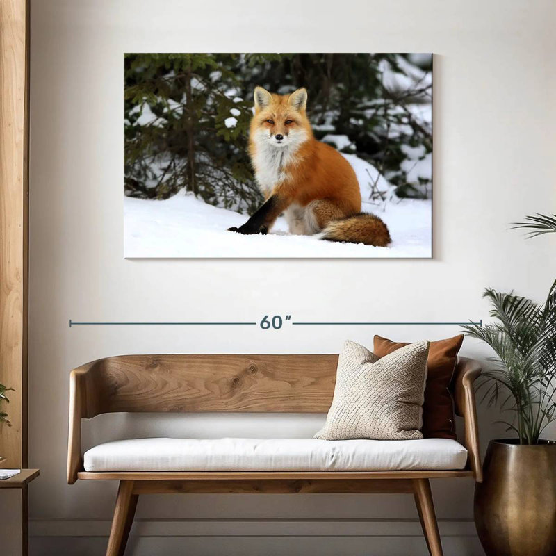 Winter Red Fox, 30" H x 45" W