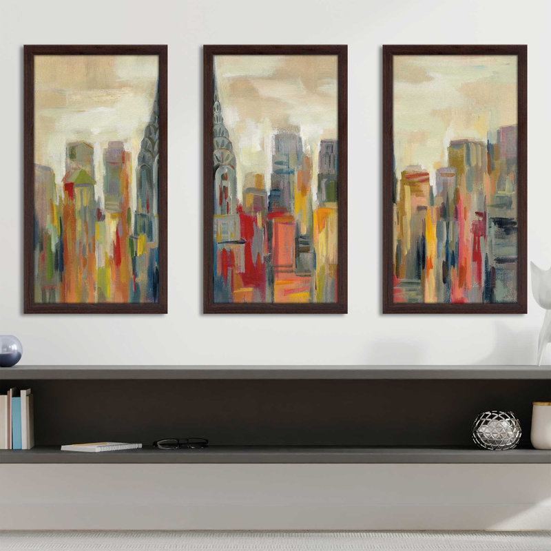 Manhattan the Chrysler Building - peinture de cadre photo 3 pièces, L 40,5 po x H 25,5 po x P 1 po