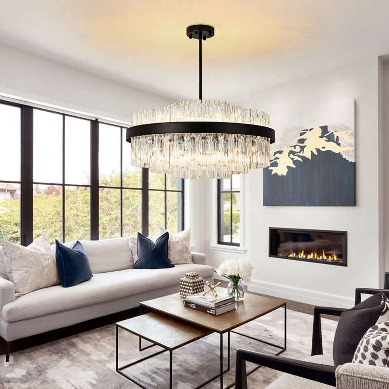 Unique/Statement Chandelier, Matte Black, 12 Lights