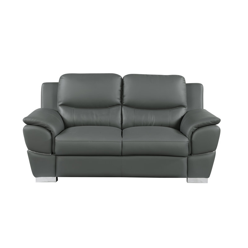 Genuine Leather Loveseat, Gray
