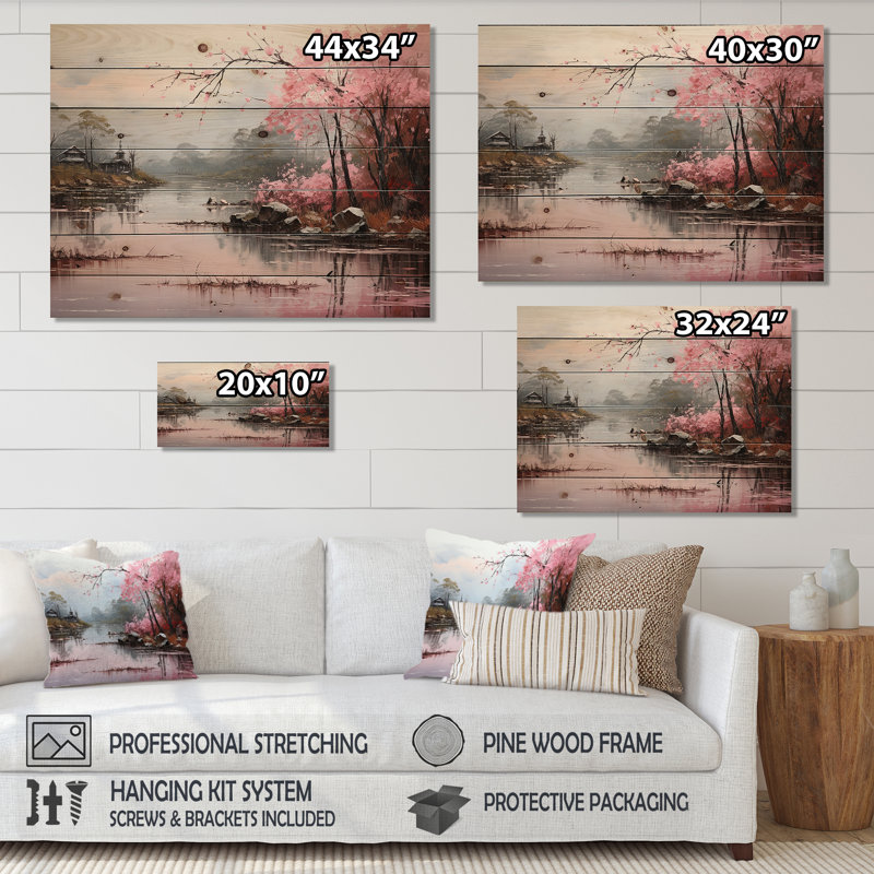 Asian Zen Garden VII sur impression sur bois, H 10 po x l 20 po x P 0,78 po