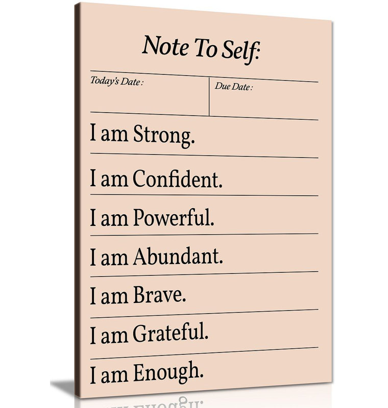 Motivational Quotes Wall Art, Positive & Inspirational Décor - Wrapped Canvas Print, 31cm H x 20cm W