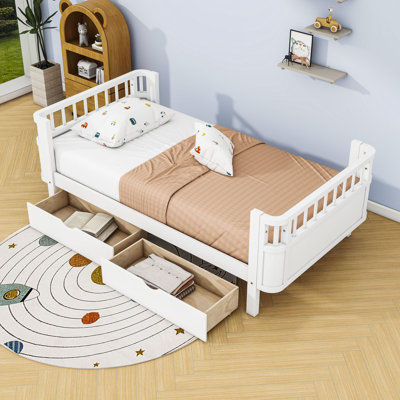 Wood Platform Bed With Rails
