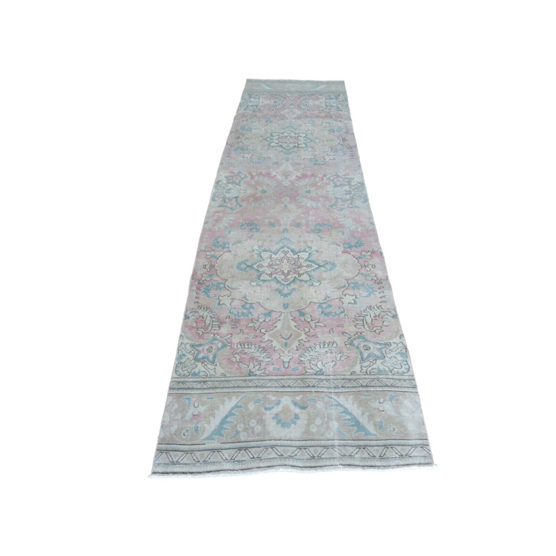 Tapis oriental turc rétro noué à la main 3 pi 5 po x 12 pi 6 po B7D8C91224CF406CB2DEA6209B82F6BC