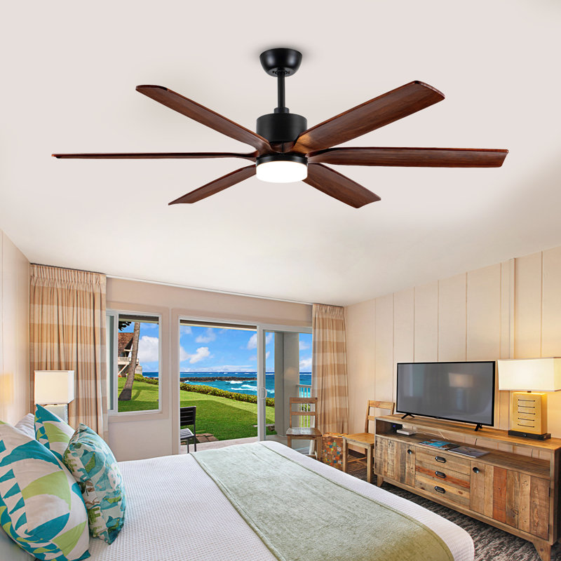 Modern Ceiling Fan With Light, 6 Solid Wood Blades Ceiling Fan With Remote, Dc Motor, 3 Color Temps, Timer & Memory, Indoor Outdoor Large Ceiling Fan, Quiet 6 Blades Ceiling Fan For Living Room Bedroom Kitchen Covered Gazebo