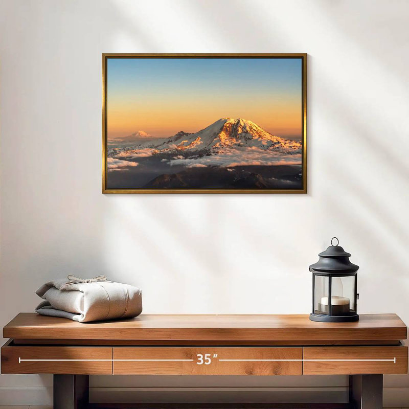 Winter Cascade Range, 19" X 13", Floating Frame Gold
