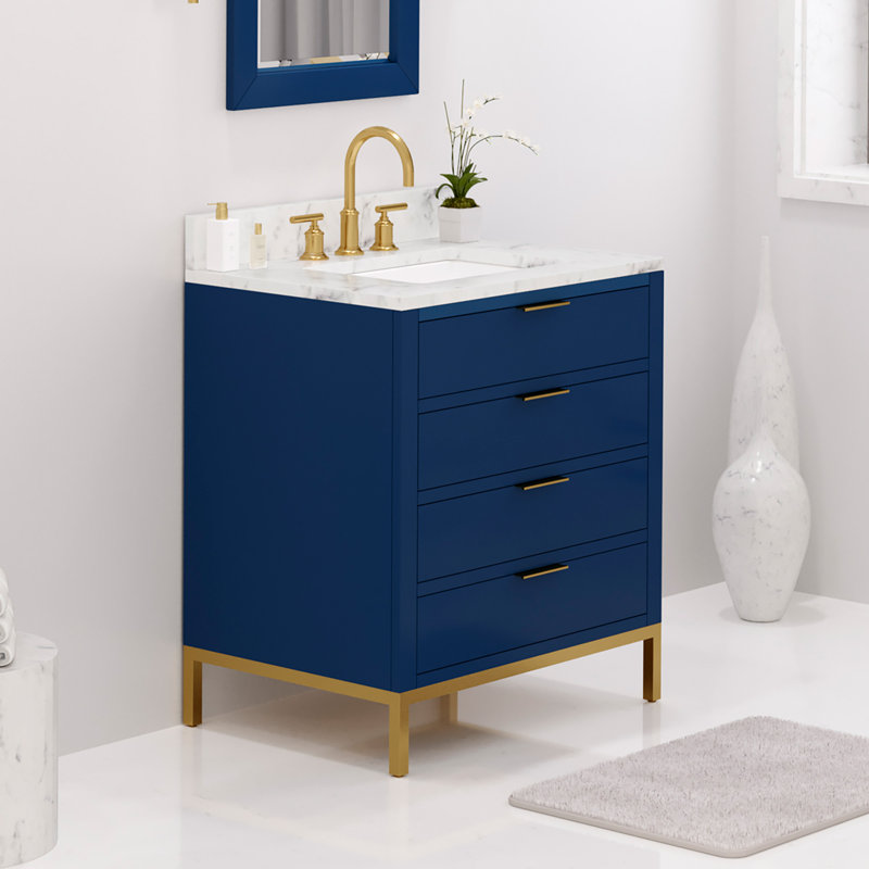 Ensemble de meuble-lavabo simple Gervais, Bleu monarque, Non, 30"