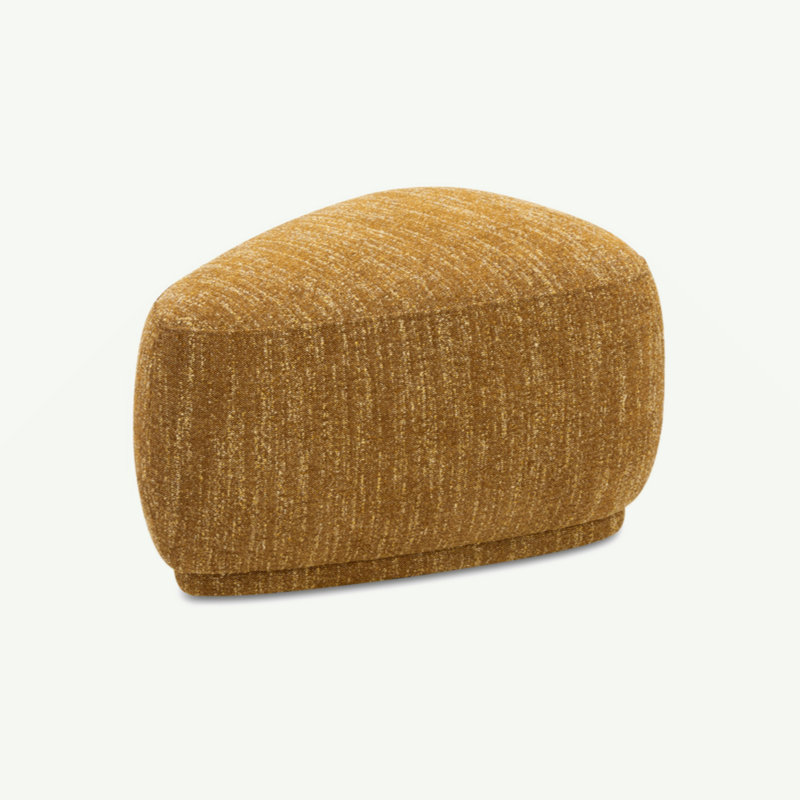 Repose-pieds 26 po triangulaire arrondi, tweed jaune moutarde