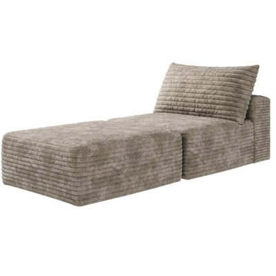 Lit de 66,9 po avec velours côtelé, support pour le dos, sans assemblage, espace de vie confortable, salon en chameau, assemblage requis, chambre à coucher