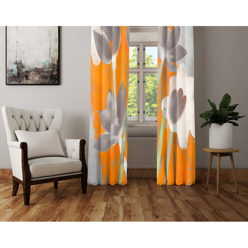 Paire de rideaux semi-transparents en polyester Ambrozy, L 40 po x L 61 po