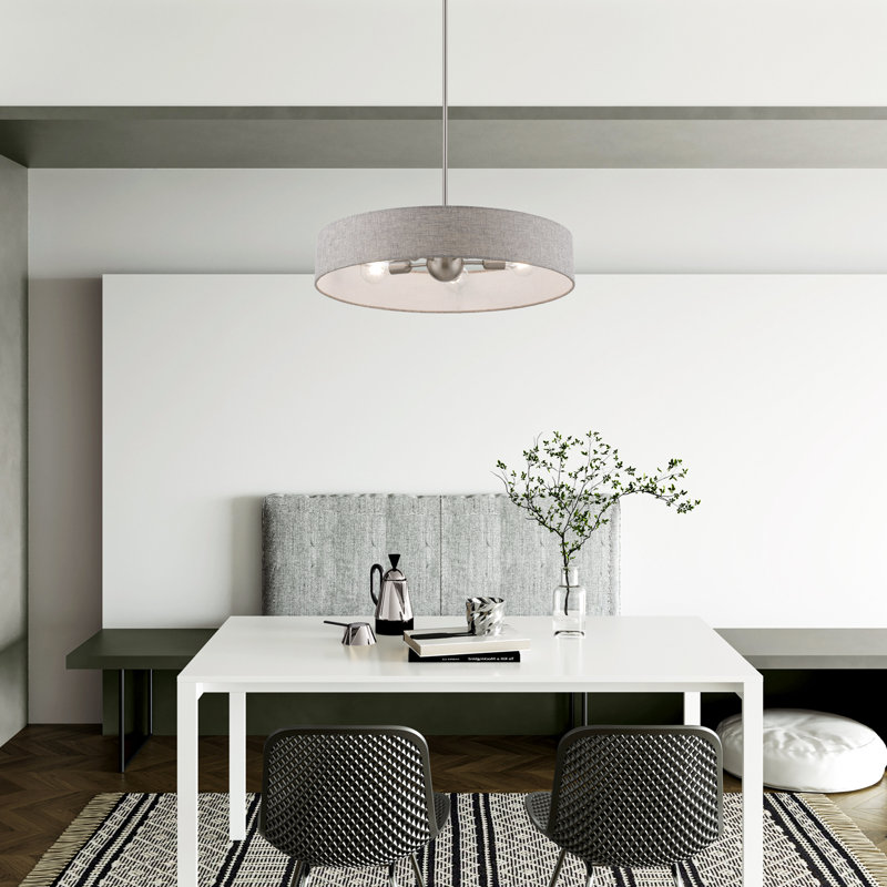 Grand luminaire tambour suspendu, Nickel brossé