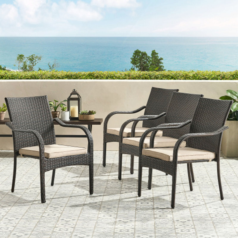 Chaises d'extérieur en osier, 4 pièces