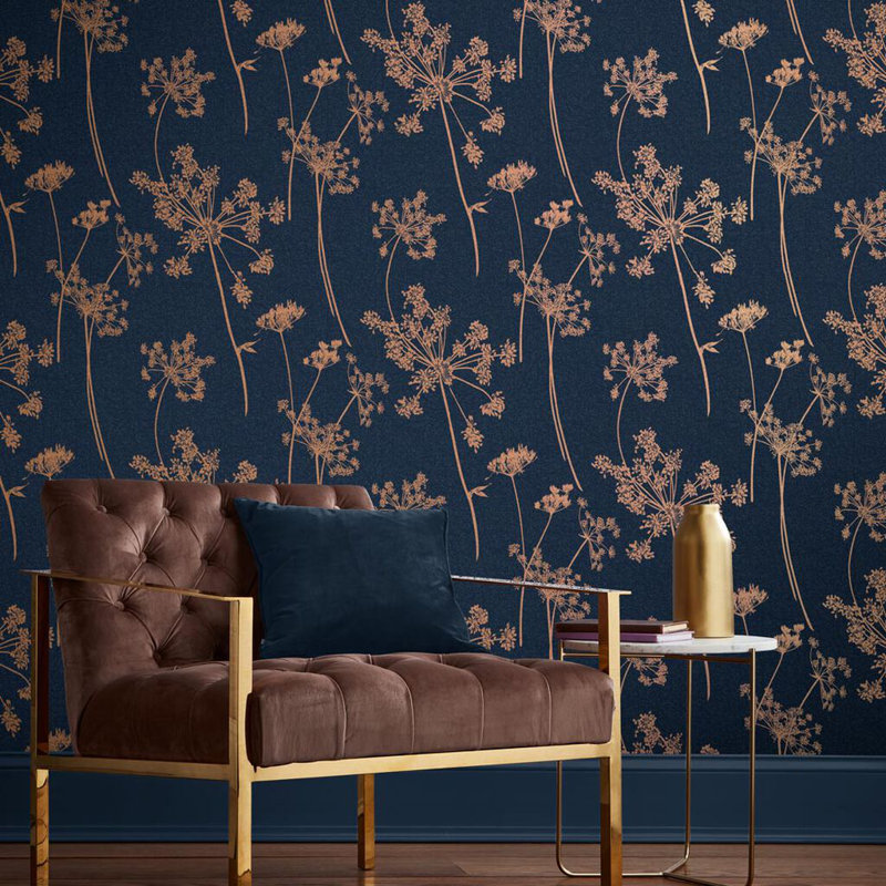 Floral Metallic Wallpaper Double Roll