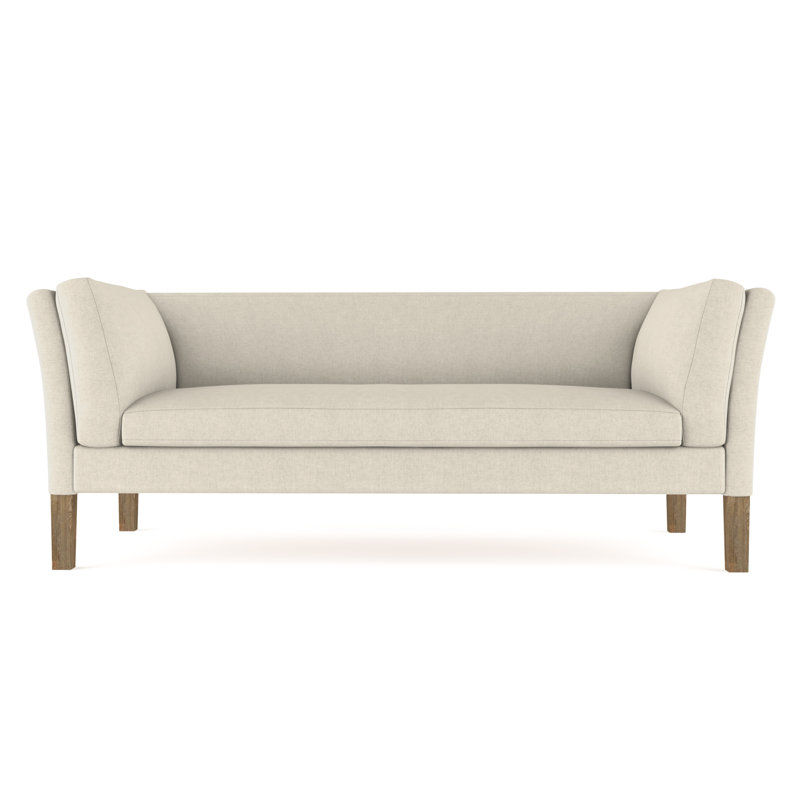 Charlton Flared Shelter-Arm Sofa, Box Weave Linen Oyster, Weathered, 31" H x 108" W x 33" D