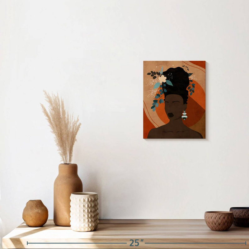 Impression sur toile florale, femme noire, H 10 po x l 8 po x P 1 po