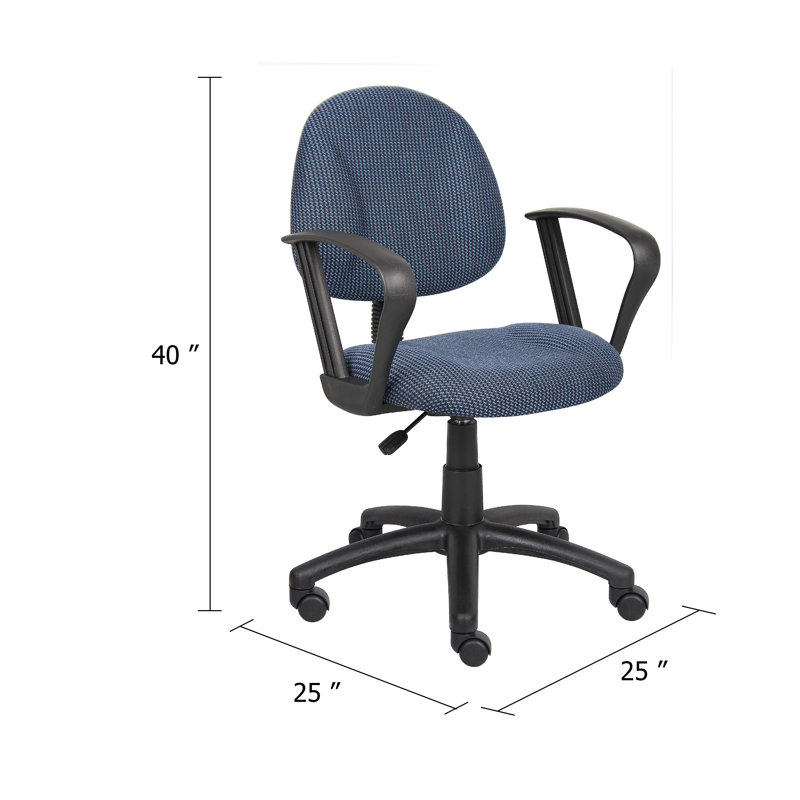 Fauteuil de posture pivotant Jea, accoudoirs bouclés, tweed bleu, roulettes, Bleu