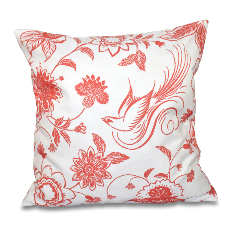 Botanical Blooms Floral Reversible Throw Pillow, 16" H x 16" W, Pink