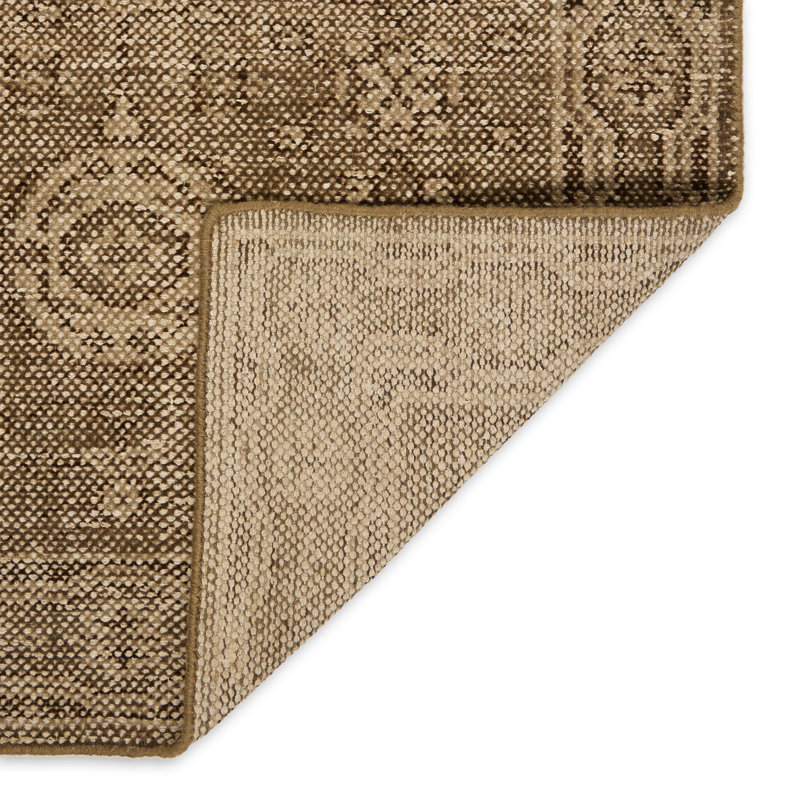 Arwen Hand Knotted Oriental Indoor Rug, Olive, Rectangle 6' x 9'
