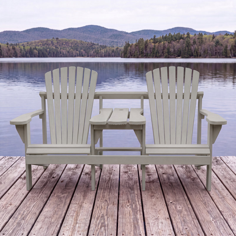 Delmor Weathercraft Double Adirondack Chair for Two with Built-In Center Table and Umbrella Hole, Solid Wood Pressure-Treated Pine, 15 Sherwin-Williams Finish Options, Fully Assembled
